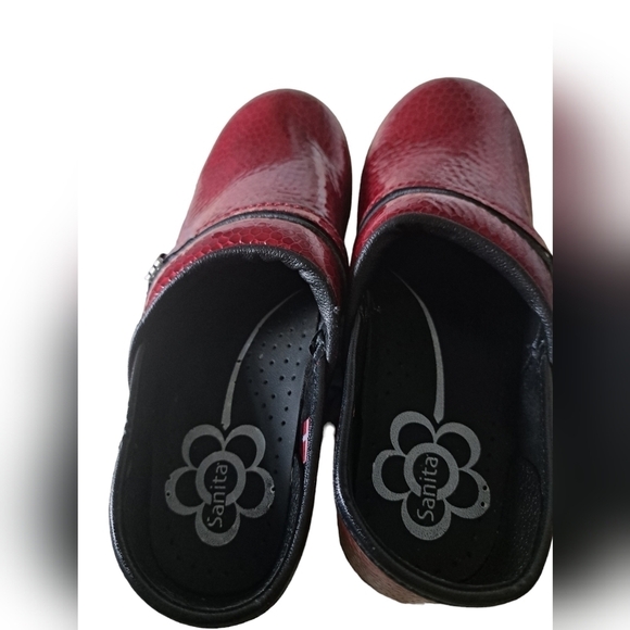 SANITA ORIGINAL DANISH CLOG red mock croc glossy SLIP ON Shoes ladies 37 -6.5 - Picture 5 of 8